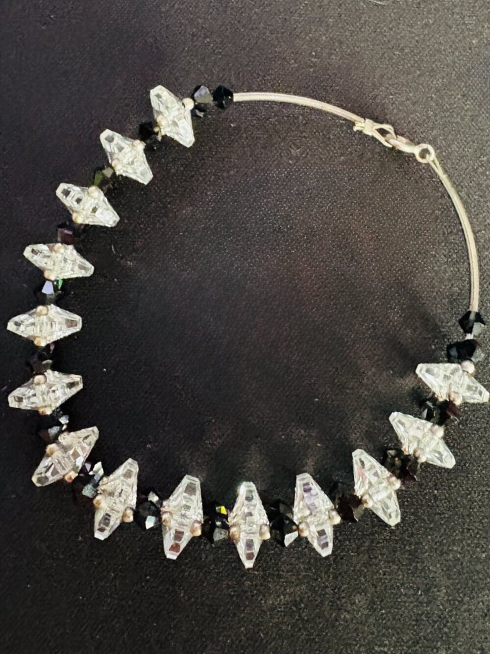 Black and Clear Glass Bracelet